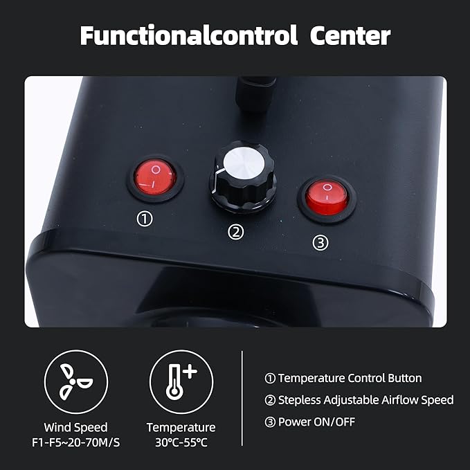 2400w 75m/s Dog Dryer for Pet Grooming, High Velocity Pet Hair Dryer with Heater, Adjustable Speed, 4 Nozzles and a Comb, Black-PurrikoPets