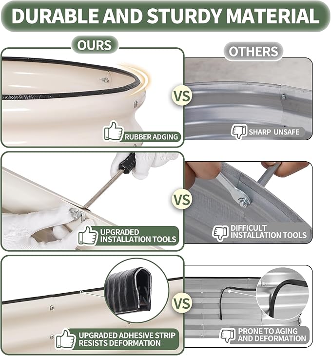 1MORE Galvanized Raised Garden Bed- Planter Garden Boxes Outdoor, Raised Beds for Gardening, 8x2x1ft Metal Garden Bed Kit for Vegetables Flower, Planter Raised Beds with Protective Tape & Tools.White-PurrikoPets