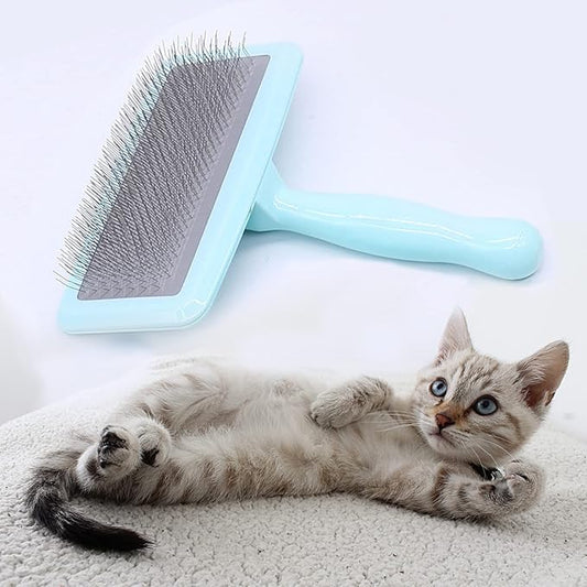 Air Cushion Slicker Brush for Dogs Cats,Soft Pin Shedding Brush for Short Haired Dog,Cat, Pet Grooming Wire Brush for Thin Curly Matted Tangled Hair,14mm(0.55"),Green-PurrikoPets