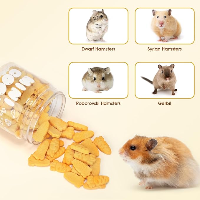 Abizoo Hamster & Gerbil Treats, Crunchy Baked Hamster Snacks with Carrot and Yeast, Natural Training Reward Chew Treats for Small Animals, Supports Digestion and Dental Health-PurrikoPets