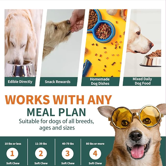 Dog Multivitamin, Glucosamine Chondroitin for Dogs, Dog Vitamins and Supplements, Probiotics, Krill Oil for Hip & Joints, Skin, Coat, Immune Health, Heart, Digestion (120 Chews, Chicken)-PurrikoPets