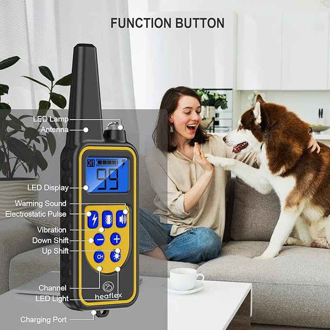 Electric Dog Training Collar with Remote 1640FT, E-Shock, Safe Training Modes, Rechargeable IP67 Waterproof Collars for 2 Dogs-PurrikoPets
