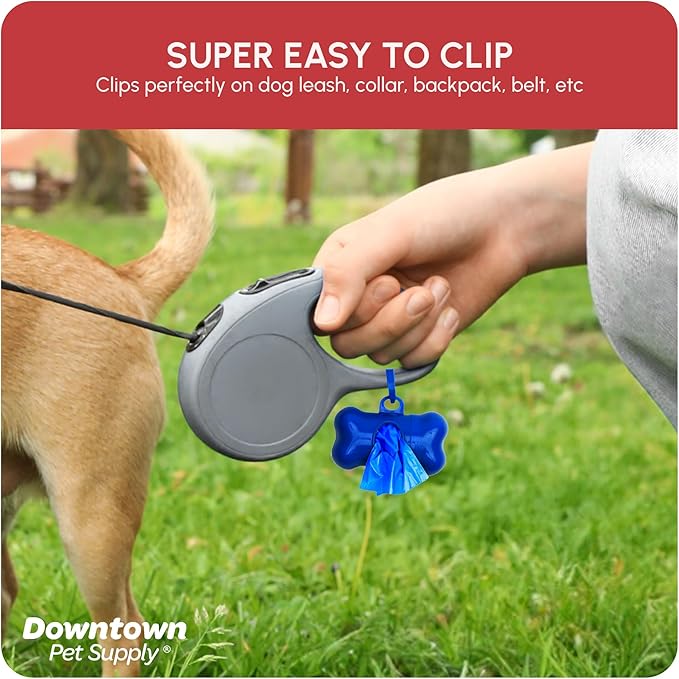 Downtown Pet Supply Dog Waste Bags (1000 CT - Rainbow Bags & 2 Dispensers) Clips to Dog Leashes & Harnesses - Poop Scoop Bags are Leak-Proof & Unscented-PurrikoPets