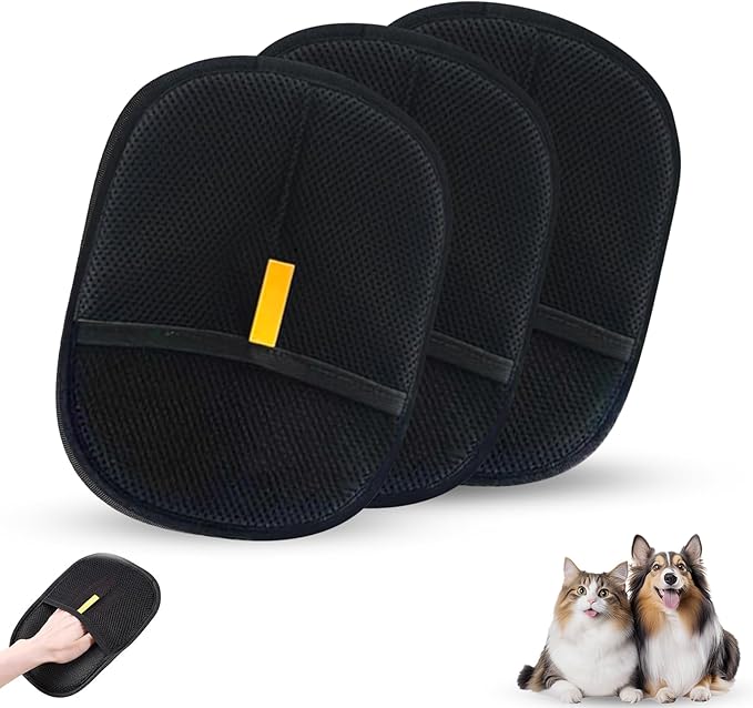 3Pcs Pet Hair Removal Gloves, Reusable Electrostatic Pet Hair Removal Gloves,Upgraded Animal Fur Removal Tool for Cats & Dogs-PurrikoPets