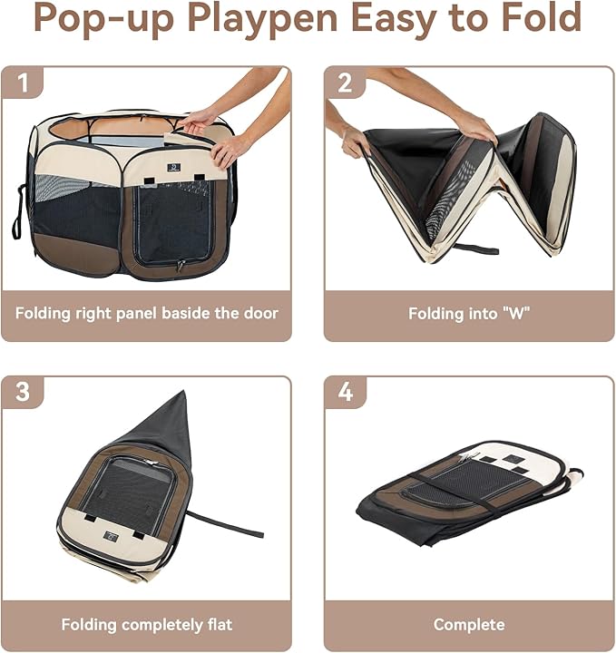 A4Pet Puppy Playpen, 39.5” Pet Playpen with Bowl, Suitable for Puppies, Kittens, and Small Animals, Removable Zipper & Mesh Panel(16”W × 10”H)-PurrikoPets