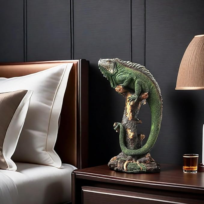 14 Inch Lizard Statue Resin Sculpture Decor Figurines for Home Decor Accents, Living Room Bedroom Office Decoration - Animal Sculptures Collection for Lizard Lovers-PurrikoPets