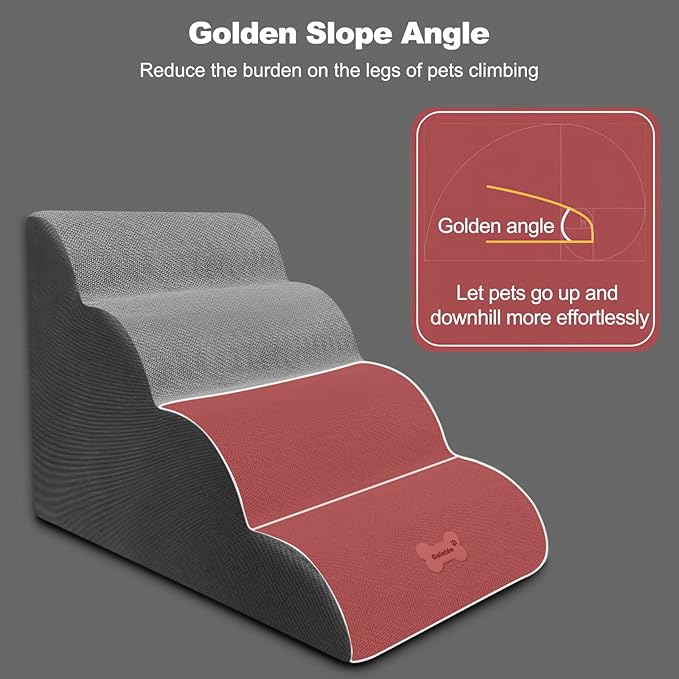 Dog Stairs, Removable and Washable Pet Stairs, 4-Steps Non-Slip Pet Ramp, Dogs Steps for High Bed Sofa, High Resilience Sponge Dog Stairs(Light Brown)-PurrikoPets