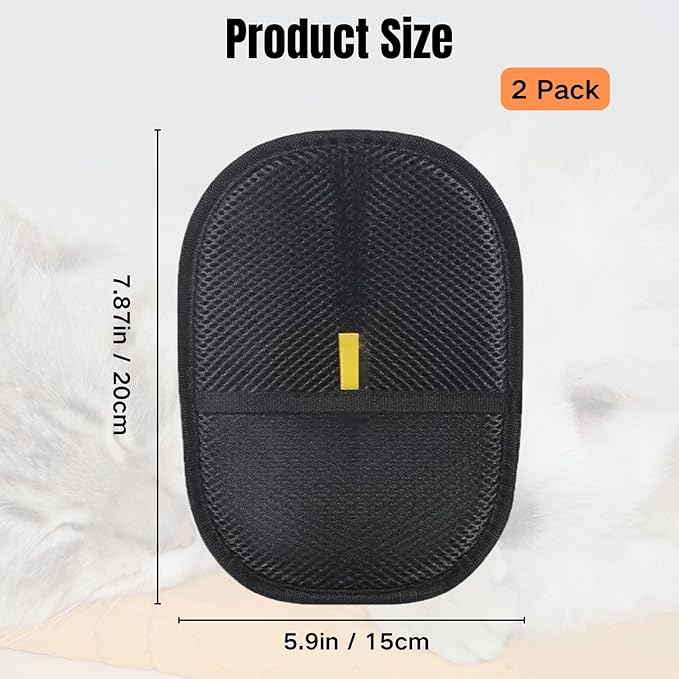 2PCS Pet Hair Removal Glove, 2025 Pet Hair Remover Electrostatic Gloves Washable Reusable Grooming Tool for Cats & Dogs Furniture Bed Sheets Couch Clothes Carpet Car Seat-PurrikoPets