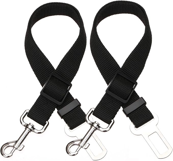 Elisel Elisel 2 Packs Adjustable Length Pet Dog Cat car seat Belt Pet seat Belt Pet Accessories for Dogs Cats and Pets (Black)-PurrikoPets