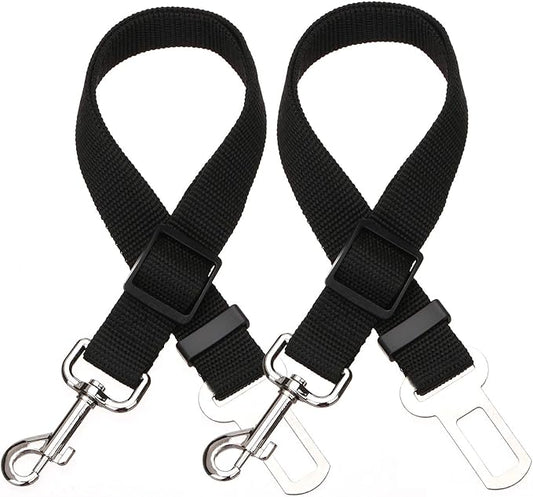 Elisel Elisel 2 Packs Adjustable Length Pet Dog Cat car seat Belt Pet seat Belt Pet Accessories for Dogs Cats and Pets (Black)-PurrikoPets