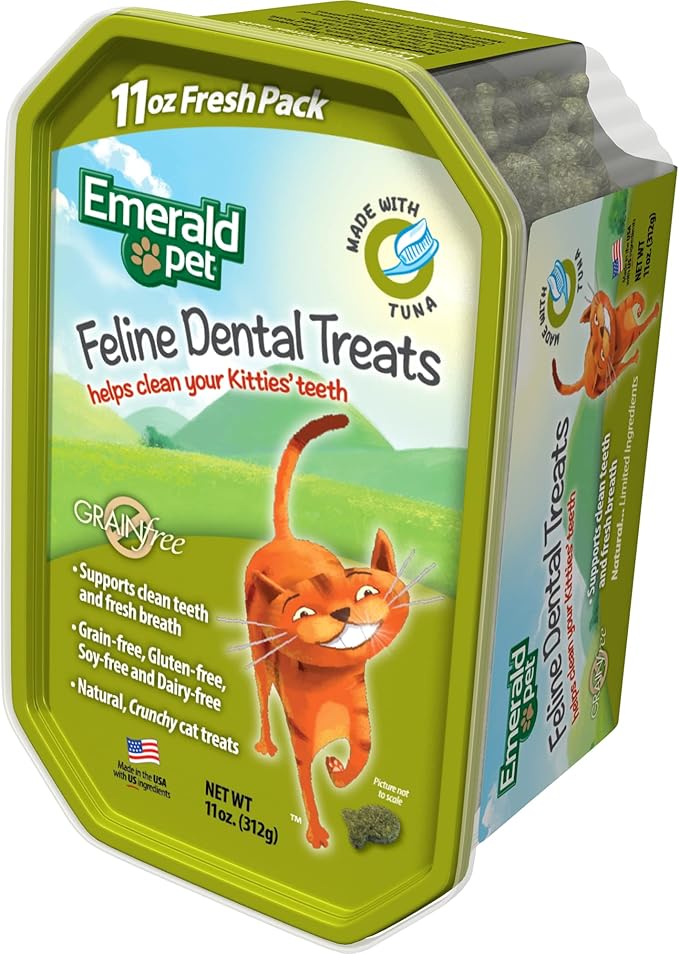 Feline Dental Treats — Tasty and Crunchy Cat Dental Treats Grain Free — Natural Dental Treats to Clean Cat Teeth, Freshen Cat Breath, and Reduce Plaque and Tartar Buildup — Tuna Treats, 11 oz-PurrikoPets