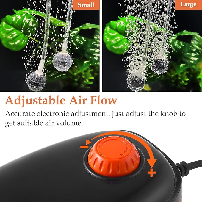 FEDOUR 4W/5W/8W Aquarium Corded Electric Air Pump, 96GPH/160GPH/256GPH Dual Outlets 4 Outlets Oxygen Pump, Ultra Quiet Aquarium Bubbler for up to 300 Gallon Fish and Turtle Tank-PurrikoPets