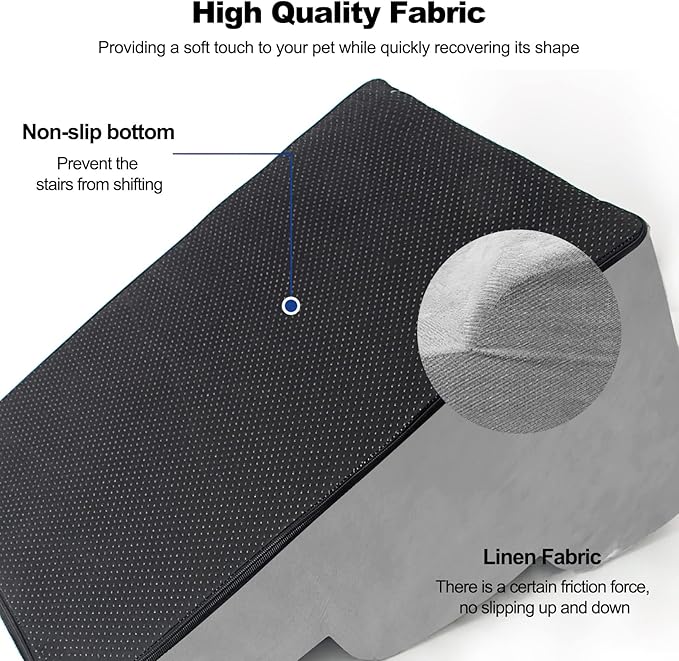 Dog Stairs, Removable and Washable Pet Stairs, 4-Steps Non-Slip Pet Ramp, Dogs Steps for High Bed Sofa, High Resilience Sponge Dog Stairs(Dark Brown)-PurrikoPets