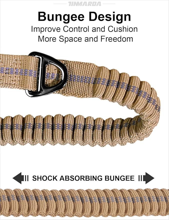 Dog Leashes for Medium Large Dogs Heavy Duty, 4-6FT Shock Absorbing No Pull Dog Leash with Advanced Easy Metal Clip, 2 Comfortable Padded Handles (Coyote Brown)-PurrikoPets