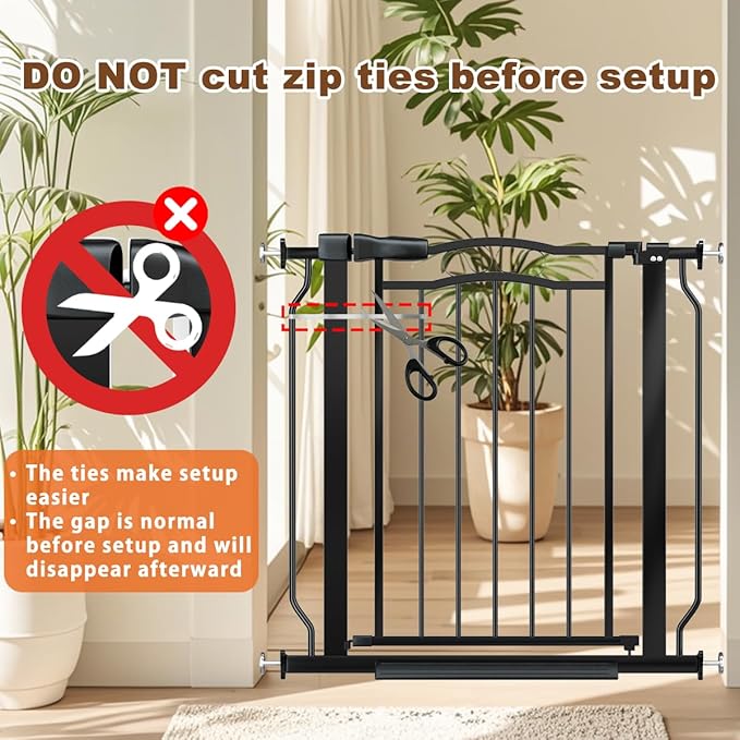 67.3-81.1" Extra Wide Baby Gate for Stairs No Drilling, 30" Tall Auto Close Press Mounted Baby Gate for Doorways, Adjustable Width Walk Through Long Gates for Kids or Pets, Black-PurrikoPets