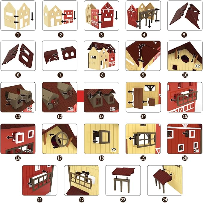 136PCS Farm Animals Toys Set Comes with Barn, Tractor Trailer, Milking shed, Windmill, Farmer, Fence - Playset for Kids Toddlers Boys Girls 5+ Years Old-PurrikoPets