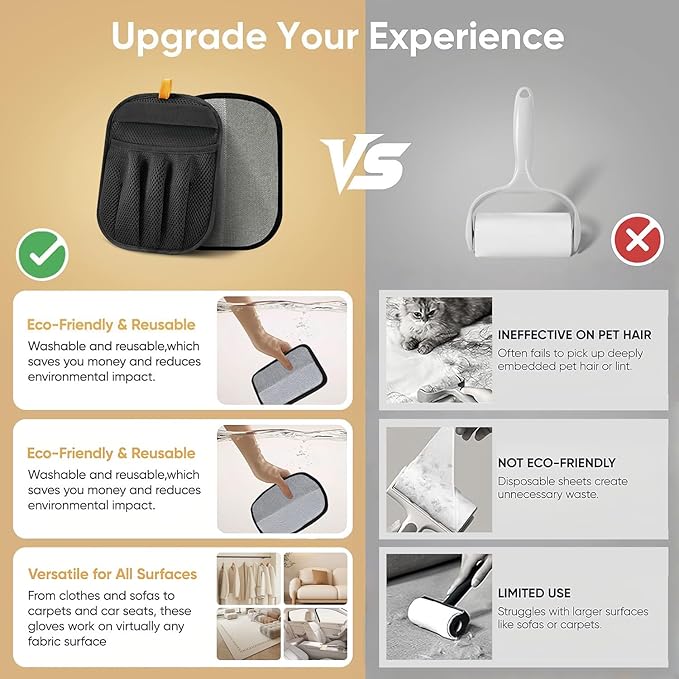 2PCS Pet Hair Removal Glove for Cats & Dogs Five-Finger Electrostatic Magic Brush Pet Hair Remover Glove for Clothing, Couch, Carpet, Furniture, Car Seat-PurrikoPets