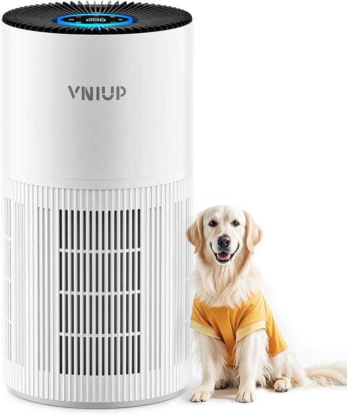 Air Purifiers for Home Large Room up to1600 ft², VNIUP H14 True HEPA Air Purifier for Bedroom, PM 2.5 Display Air Quality Sensor Air Cleaner for for Home Pets Dorm Room Bedroom Office, ZQA-6000A-PurrikoPets