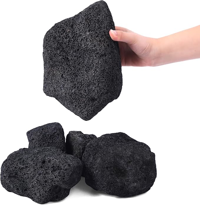 2-8 Inches Large Natural Black Lava Rock 5 PCS Aquarium Rocks for Aquascaping, Aquarium Landscaping, Terrariums, Fish Tank Decoration, Vivariums, Paludarium, Reptile and Amphibian Enclosures-PurrikoPets