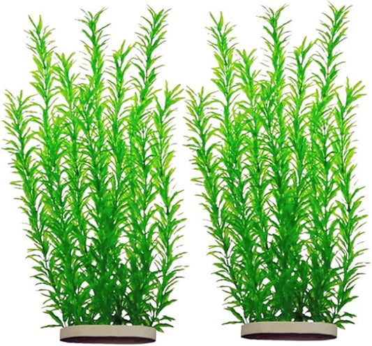 DSkoiph 2 pcs Aquarium Decor Plastic Plants Extra Large 21 Inches Artificial Fish Tank Plants Tall Fish Tank Decorations Artificial Green Water Plants (Green)-PurrikoPets