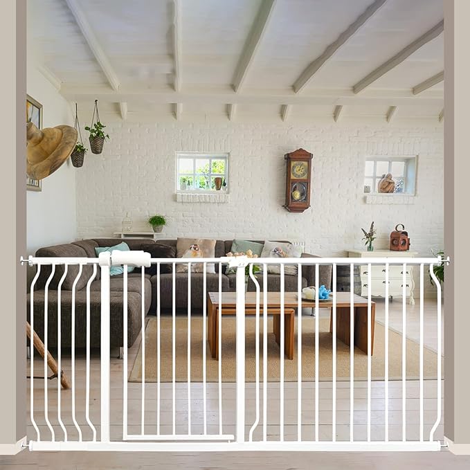 Extra Wide 67-71.5 Inch Baby Gates for Stairs, Doorways - No Drilling, Pressure Mounted Pet Gates for Kids and Dogs-PurrikoPets