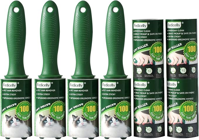 Fedicelly Lint Rollers Pet Hair Extra Sticky Clothes,Cat Dog Hair Remover Laundry Furniture Carpet,Total 800 Sheets Lint Remover Brush for Couch Green-PurrikoPets