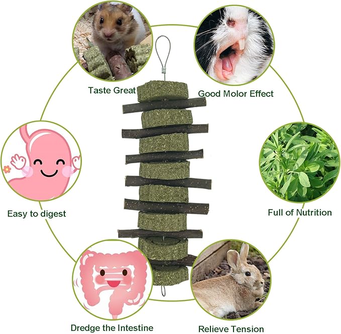 Generic Rabbit Bunny Treat Hamster Chew Toys Grass Cakes Heart Shaped Chew Toys Pets Treats for Bunny Rabbits Hamster Chinchilla Guinea Pigs 2Pcs-PurrikoPets