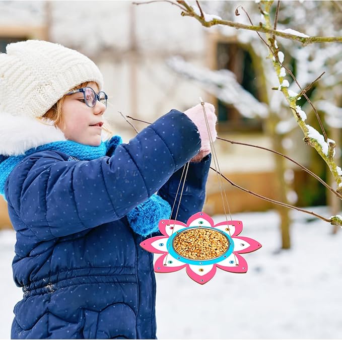 Fennoral 4 Pack Bird Feeder Kits for Kids Make Your Own Bird Feeders Wooden Art and Craft for Girls Boys Ornaments DIY to Paint Bird Feeders Craft for Spring Garden Outdoor Summer Activities Project-PurrikoPets