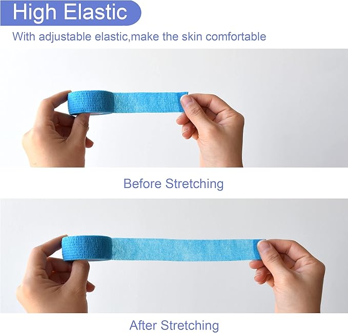 9 Pack 1" x 5 Yards Self Adhesive Bandage Wrap Self Stick Wrap for Ankle, Wrist, Finger, Sports, Breathable Cohesive Vet Tape for Pets (Light Blue)-PurrikoPets