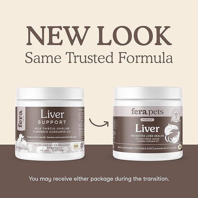 Fera Pets Liver Supplement for Dogs & Cats with Milk Thistle, Choline & Turmeric - Organic Botanicals - Enhances Liver Function, Immunity, Detoxification, & Metabolic Function - Powder - 60 Scoops-PurrikoPets