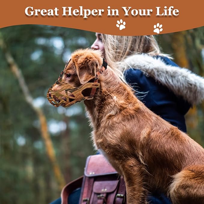 Dog Muzzle, Printed Basket Muzzle for Small Medium Large Dogs Dachshund, Beagle, German Shepherd, Breathable Pet Muzzles to Prevent Biting Chewing Scavenging, Allows Panting and Drinking-PurrikoPets