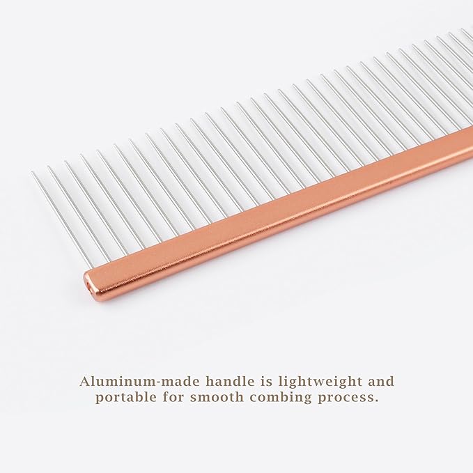 2-in-1 Greyhound Comb for Dogs, Meler Greyhound Comb (Half Curved/Coarse), 86 Stainless Steel Pins Dog Comb, Aluminum 24.5cm Handle, Lightweight, Remove Dogs’ Eye Debris, Fur Tangle Free-PurrikoPets