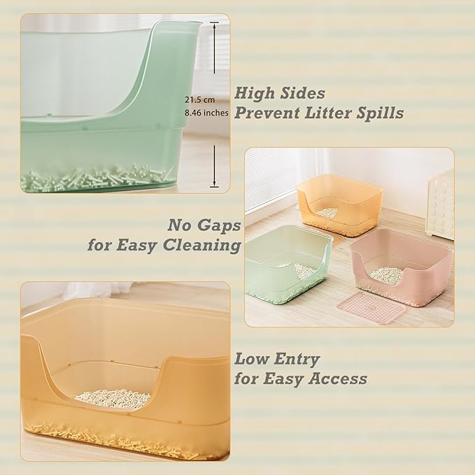 Extra Large Cat Litter Box with Clear Jelly Color,High Sided Litter Box for Big Cats,XL Cat Litter Box for Multiple Cats,Jumbo Cat Litter Box,Giant Kitty Litter Box,Anti-Splashing,Easy to Clean-PurrikoPets