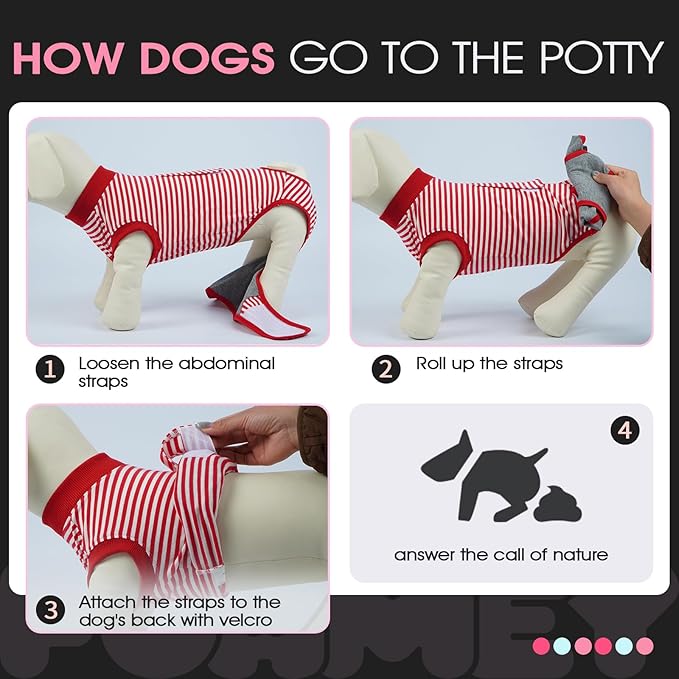 FUAMEY Dog Recovery Suit Male,Dogs Surgery Neuter Suits Puppy Spay Shirts for Female Protect Dog's Skin Anti Licking Abdominal Wounds Doggie Onesie Pet Bodysuit Alternative to Cone Red Stripes S-PurrikoPets