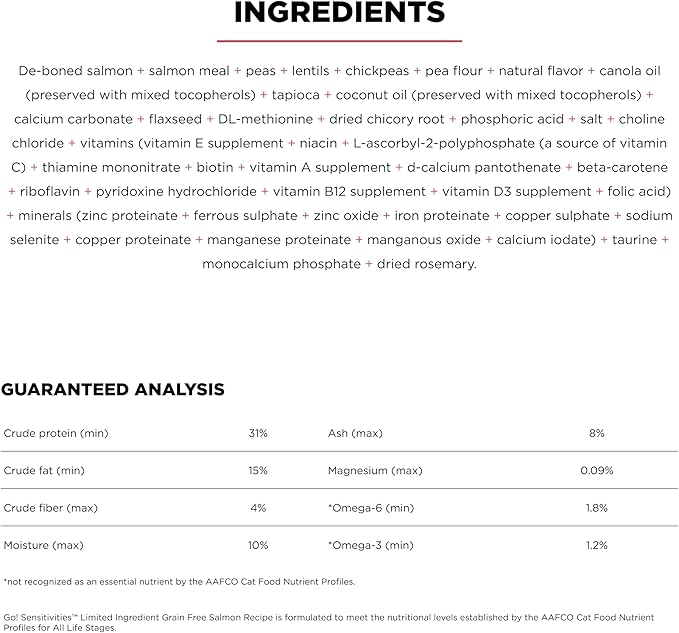 Go! Solutions Sensitivities Limited Ingredient, Grain-Free Dry Cat Food, Salmon Recipe for Sensitive Stomach, 12 lb Bag-PurrikoPets