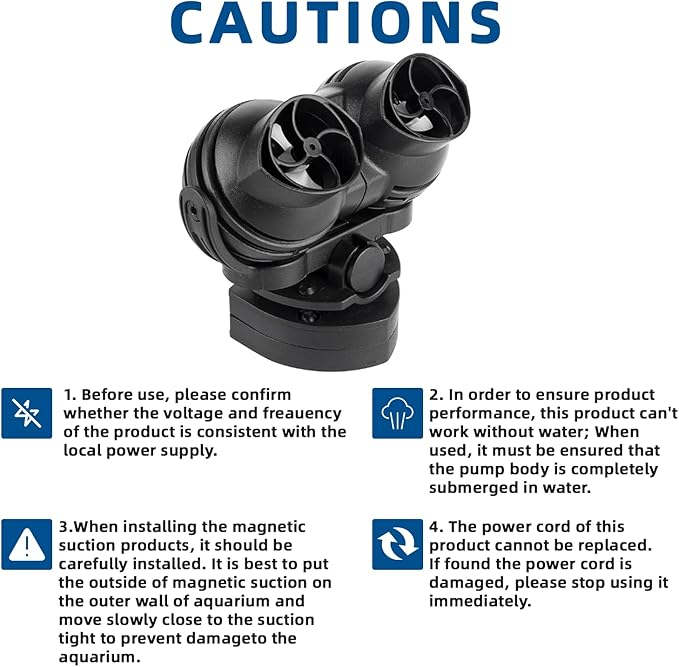 FREESEA Wave Maker for Aquarium Powerhead: 1600 GPH Circulation Pump - 360° Adjustable Power Head Wavemaker with Magnetic Suction for 75 Gallon - 125 Gallon Fish Tank | Saltwater | Freshwater-PurrikoPets