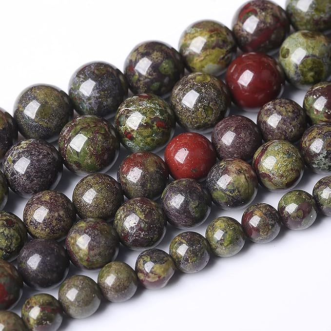 120PCS 6mm Natural Dragon Blood Jasper Beads Round Loose Energy Healing Stone Beads for Jewelry Making DIY Bracelet 32" 2 Strands