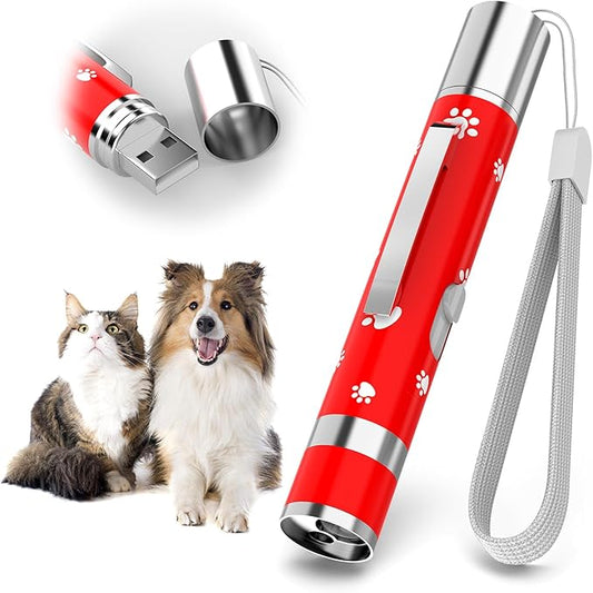 EAWONGEE Cat Toys Rechargeable, Indoor Cats Chase Light, Interactive for Kitty Pet Dog with 3 Light Modes 5 Patterns, Red-PurrikoPets