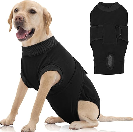FUAMEY Dog Recovery Suit Male,Dogs Surgery Neuter Suits Puppy Spay Shirts for Female Protect Dog's Skin Anti Licking Abdominal Wounds Doggie Onesie Pet Bodysuit Alternative to Cone Black XL-PurrikoPets