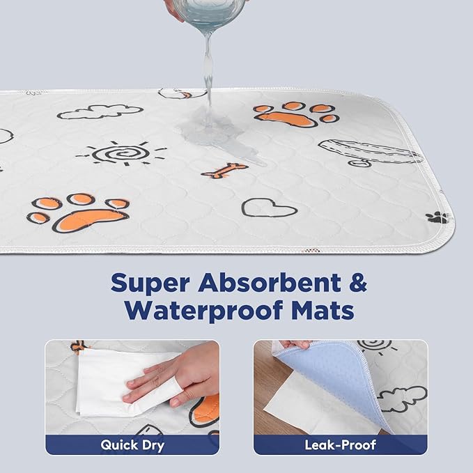 FURTIME Washable Pee Pads for Dogs, 2 Pack Large 41''x41'' Super Absorbent Reusable Dog Training Pads, 100% Waterproof Non-Slip Whelping Playpen Crate Mat Bed Products Gray (Gray Puppy Pads-41x41)-PurrikoPets