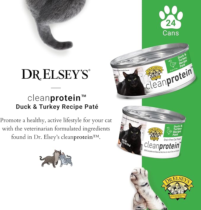 Dr. Elsey's cleanprotein Duck & Turkey Recipe Wet Cat Food (Case of 24), 2.75 oz Canned Food-PurrikoPets