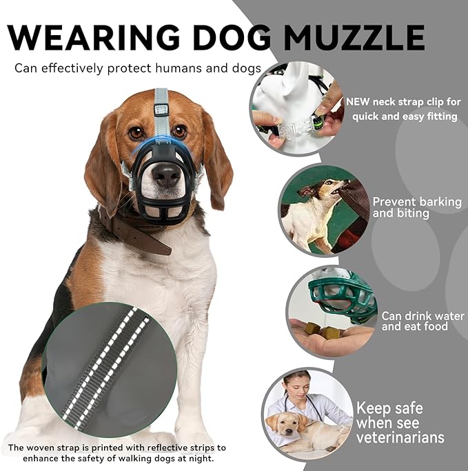 Dog Muzzle, Basket Muzzle for Small Medium Large Dogs, Anti-Biting and Chewing, Lightweight & Sturdy Cage Design, Allows Panting & Drinking, Ideal for Grooming & Training(Black Size S)-PurrikoPets
