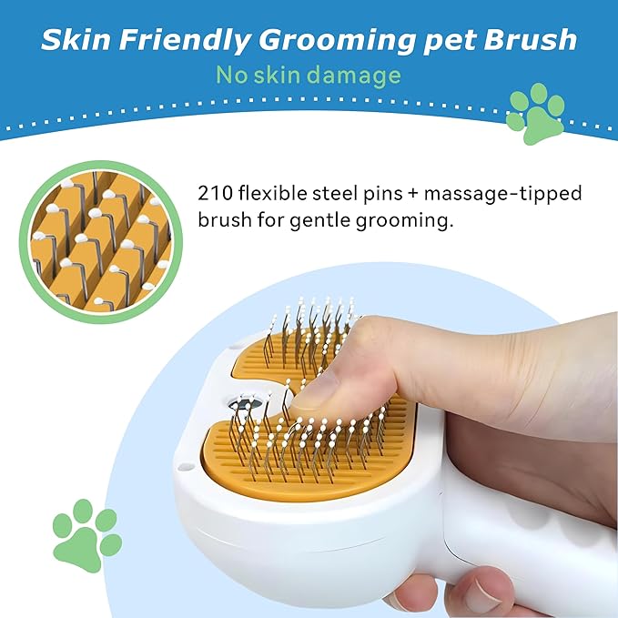 4-in-1 Pet Steam Brush for Dog & cat brush for shedding，Spray Hair Removal Comb with Waterless Shampoo–Self-Cleaning Pet Grooming Tool for Shedding, Anti-Static & Skin-Friendly Design-PurrikoPets