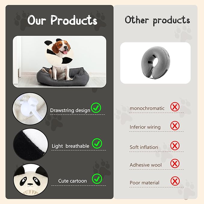 Adjustable Cat Collar Soft to Stop Licking After Surgery for Kitten, Alternative to Cone of Shame, Donut Cone for Cats, Pet Elizabethan Collar (Panda, Medium)-PurrikoPets