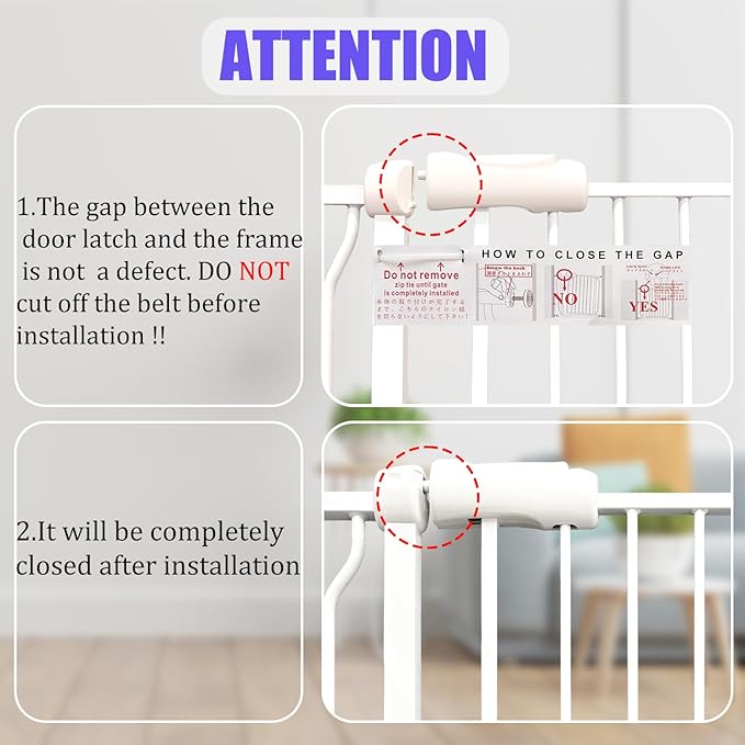 Extra Wide Baby Gate 85.8-90.5 Inch, Pressure Mounted No Drilling, for Stairs & Doorways, Metal White Indoor Safety Gate for Kids and Dogs-PurrikoPets