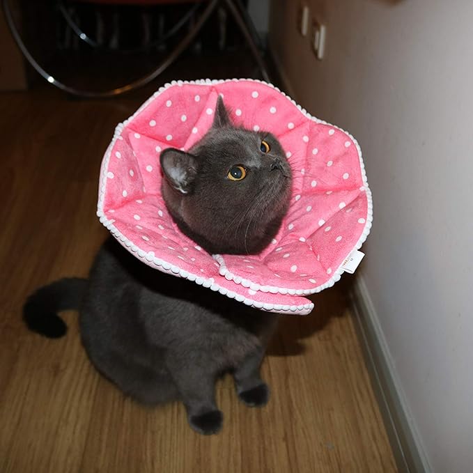 Adjustable Dog Cat Cone,Soft Recovery Cat Cone Collar,Dog Protective Collar for Cats,Puppy and Small Dogs,Pink-PurrikoPets