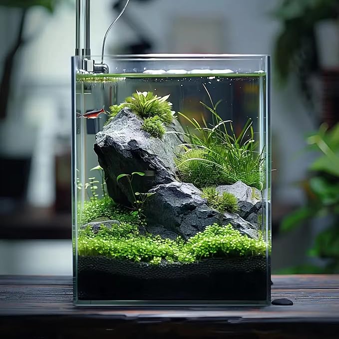 2 Gallon Glass Fish Tank, Easy to Maintain Small Aquarium for Betta/Snails/Shrimp and Aquatic Planting.-PurrikoPets