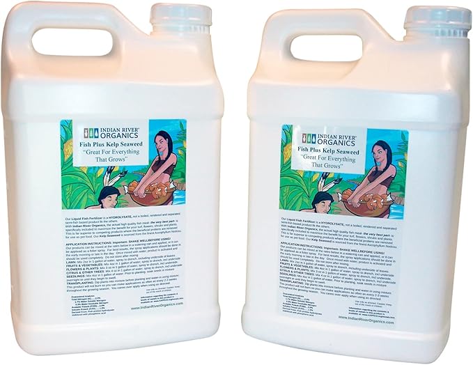 Fish & Kelp Blend Fertilizer - Omri Fertilizer for Plants (5 Gallons) - Liquid Organic Fish and Kelp for Turf, Flowers, Shrubs, Plants, Fruits & Vegetables-PurrikoPets