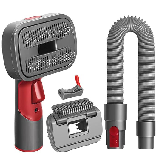 FUNTECK 2-in-1 Dog Hair Vacuum Brush for Grooming & Shedding Compatible with Dyson Gen5, V15, V12, V11, V10, V8, V7 – Removes Loose Hair, Dander, Undercoat & Tangles – Self-Cleaning Design-PurrikoPets