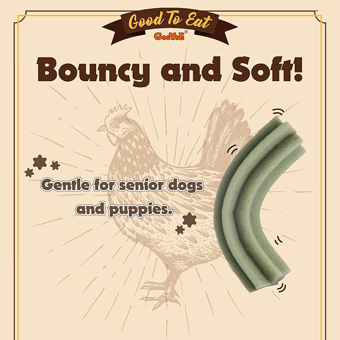 Gootoe Soft Chicken Dental Chews with Chlorophyll 1.5 lb, All Natural, Grain-Free, High-Protein, Healthy & Easily Digestible, Soft Texture, Resealable-PurrikoPets